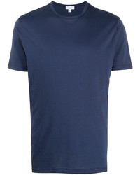 dunkelblaues T-Shirt mit einem Rundhalsausschnitt von Sunspel
