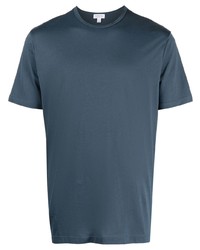 dunkelblaues T-Shirt mit einem Rundhalsausschnitt von Sunspel