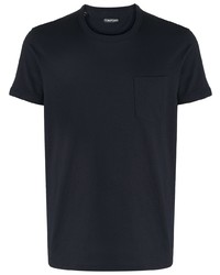 dunkelblaues T-Shirt mit einem Rundhalsausschnitt von Tom Ford