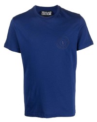 dunkelblaues T-Shirt mit einem Rundhalsausschnitt von VERSACE JEANS COUTURE