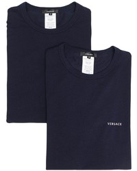 dunkelblaues T-Shirt mit einem Rundhalsausschnitt von Versace