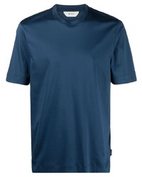 dunkelblaues T-Shirt mit einem Rundhalsausschnitt von Z Zegna