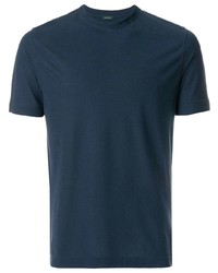 dunkelblaues T-Shirt mit einem Rundhalsausschnitt von Zanone