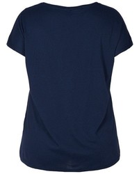 dunkelblaues T-Shirt mit einem Rundhalsausschnitt von Zizzi