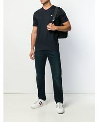 dunkelblaues T-Shirt mit einem V-Ausschnitt von Emporio Armani