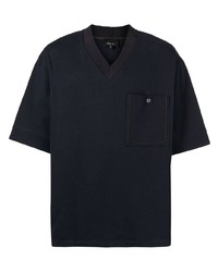 dunkelblaues T-Shirt mit einem V-Ausschnitt von 3.1 Phillip Lim