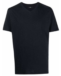 dunkelblaues T-Shirt mit einem V-Ausschnitt von 7 For All Mankind