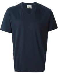 dunkelblaues T-Shirt mit einem V-Ausschnitt von Acne Studios