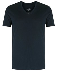 dunkelblaues T-Shirt mit einem V-Ausschnitt von Armani Exchange