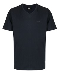 dunkelblaues T-Shirt mit einem V-Ausschnitt von BOSS