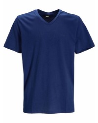 dunkelblaues T-Shirt mit einem V-Ausschnitt von BOSS