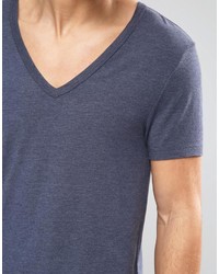 dunkelblaues T-Shirt mit einem V-Ausschnitt von Asos