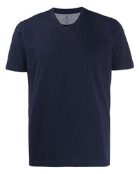 dunkelblaues T-Shirt mit einem V-Ausschnitt von Brunello Cucinelli