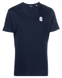 dunkelblaues T-Shirt mit einem V-Ausschnitt von Cenere Gb