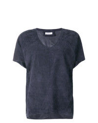 dunkelblaues T-Shirt mit einem V-Ausschnitt von Desa Collection