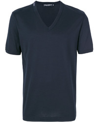dunkelblaues T-Shirt mit einem V-Ausschnitt von Dolce & Gabbana