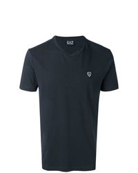 dunkelblaues T-Shirt mit einem V-Ausschnitt von Ea7 Emporio Armani
