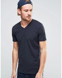 dunkelblaues T-Shirt mit einem V-Ausschnitt von Esprit