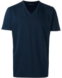 dunkelblaues T-Shirt mit einem V-Ausschnitt von Etro
