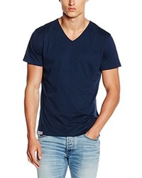 dunkelblaues T-Shirt mit einem V-Ausschnitt von HÄRVIST