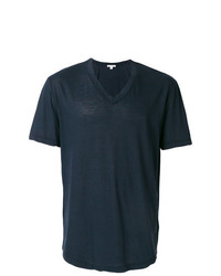 dunkelblaues T-Shirt mit einem V-Ausschnitt von James Perse