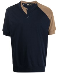 dunkelblaues T-Shirt mit einem V-Ausschnitt von Kolor