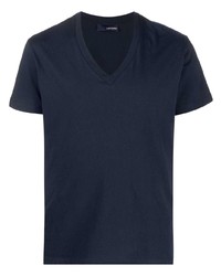 dunkelblaues T-Shirt mit einem V-Ausschnitt von Lardini