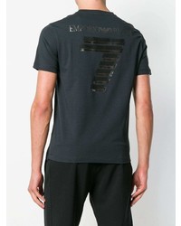 dunkelblaues T-Shirt mit einem V-Ausschnitt von Ea7 Emporio Armani