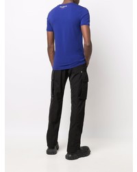 dunkelblaues T-Shirt mit einem V-Ausschnitt von Balmain