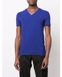 dunkelblaues T-Shirt mit einem V-Ausschnitt von Balmain