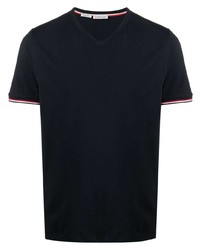 dunkelblaues T-Shirt mit einem V-Ausschnitt von Moncler