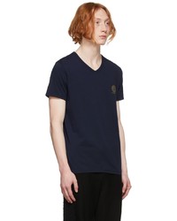 dunkelblaues T-Shirt mit einem V-Ausschnitt von Versace Underwear