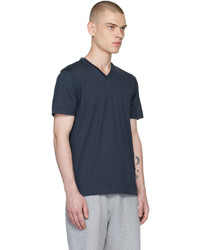 dunkelblaues T-Shirt mit einem V-Ausschnitt von Sunspel