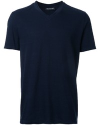 dunkelblaues T-Shirt mit einem V-Ausschnitt von Neil Barrett
