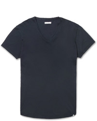 dunkelblaues T-Shirt mit einem V-Ausschnitt von Orlebar Brown
