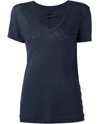 dunkelblaues T-Shirt mit einem V-Ausschnitt von Rag and Bone