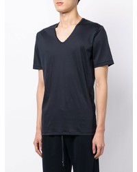 dunkelblaues T-Shirt mit einem V-Ausschnitt von Zimmerli
