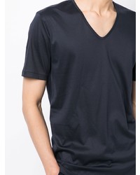 dunkelblaues T-Shirt mit einem V-Ausschnitt von Zimmerli