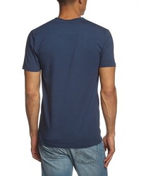 dunkelblaues T-Shirt mit einem V-Ausschnitt von Selected Homme