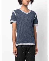 dunkelblaues T-Shirt mit einem V-Ausschnitt von Private Stock
