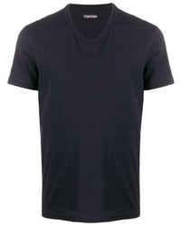 dunkelblaues T-Shirt mit einem V-Ausschnitt von Tom Ford