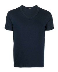 dunkelblaues T-Shirt mit einem V-Ausschnitt von Tom Ford