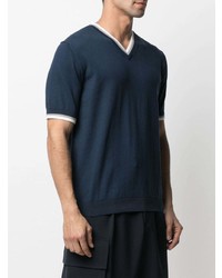 dunkelblaues T-Shirt mit einem V-Ausschnitt von Altea