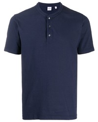 dunkelblaues T-shirt mit einer Knopfleiste von Aspesi