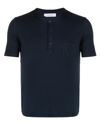 dunkelblaues T-shirt mit einer Knopfleiste von Cruciani