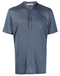 dunkelblaues T-shirt mit einer Knopfleiste von Fileria