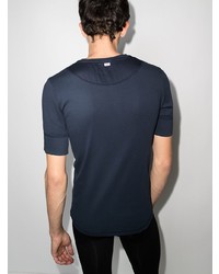 dunkelblaues T-shirt mit einer Knopfleiste von Schiesser