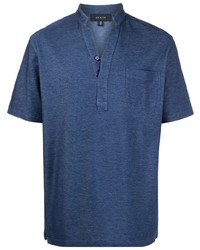 dunkelblaues T-shirt mit einer Knopfleiste von Sease