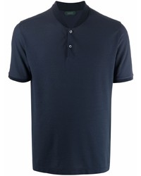 dunkelblaues T-shirt mit einer Knopfleiste von Zanone
