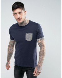 dunkelblaues T-shirt mit geometrischem Muster von Brave Soul